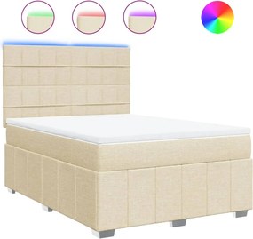 vidaXL Κρεβάτι Boxspring με Στρώμα Κρεμ 140x200 εκ. Υφασμάτινο