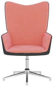 Πολυθρόνα Relax Ροζ από Βελούδο και PVC - Ροζ