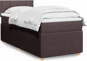 vidaXL Κρεβάτι Boxspring με Στρώμα Σκούρο Καφέ 90x190 εκ. Υφασμάτινο