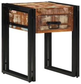 vidaXL Τραπέζι με Συρτάρι Μαύρο 40x40x50 εκ Μασίφ Ανακυκλωμένο Ξύλο