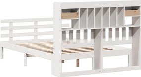 vidaXL Κρεβάτι Βιβλιοθήκη Χωρίς Στρώμα 140x200 εκ Μασίφ Ξύλο Πεύκο