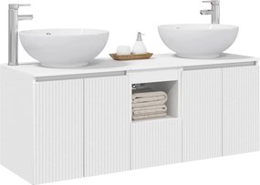 vidaXL Σετ Ντουλαπιών Μπάνιου 3 τμχ. Λευκό 129 x 44,5 x 80 cm