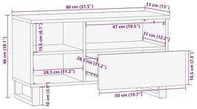 ΈΠΙΠΛΟ ΤΗΛΕΟΡΑΣΗΣ ΜΑΥΡΟ 80 X 33 X 46 ΕΚ. ΑΠΟ ΜΑΣΙΦ ΞΥΛΟ ΜΑΝΓΚΟ 4017701