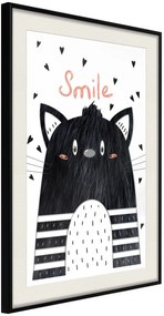 Αφίσα - Cheerful Kitten - 20x30 - Μαύρο - Με πασπαρτού