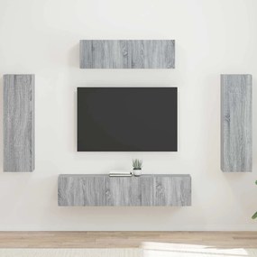 vidaXL Ντουλάπι TV 5 pcs Γκρίζο Σονομα