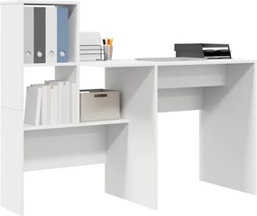 vidaXL Γραφείο με ράφι Λευκό 131,5 x 50 x 106,5 εκ. Επεξεργασμένο ξύλο