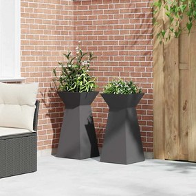 vidaXL Γλάστρα Πυλώνας 2 pcs Μαύρο 35 x 35 x 73 εκ. Ατσάλι