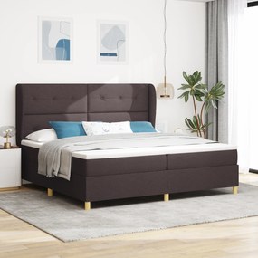vidaXL κρεβάτι Box Spring με στρώμα - Σκούρο Καφέ, 200x200 εκ., Ύφασμα