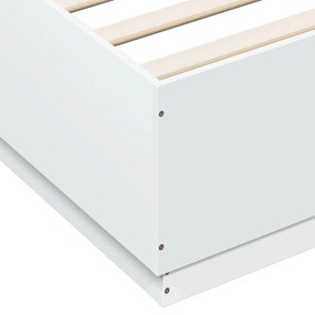 Πλαίσιο Κρεβατιού με Φώτα LED Λευκό 200x200 εκ. Επεξ. Ξύλο - Λευκό