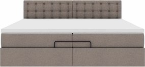 vidaXL Οθωμανικό κρεβάτι με στρώμα Taupe 200x200 cm Ύφασμα