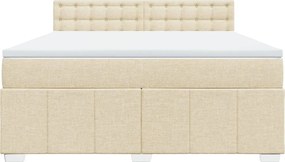 vidaXL Κρεβάτι Boxspring με Στρώμα Κρεμ 180x200 εκ. Υφασμάτινο
