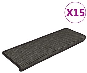 vidaXL Πατάκια Σκάλας Αυτοκόλ. 15 τεμ. Όψη Σιζάλ Ανθρακί 65x21x4 εκ.