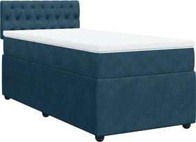 vidaXL Κρεβάτι Boxspring με Στρώμα Μπλε 80 x 200 εκ. Βελούδινο