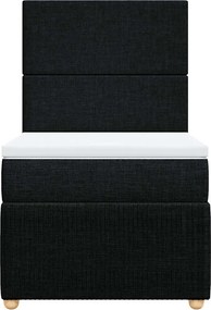 vidaXL Κρεβάτι Boxspring με Στρώμα Μαύρο 100 x 200 εκ. Υφασμάτινο