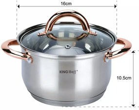 Σετ μαγειρικά σκεύη Kinghoff KH 1763, 8 τεμαχίων, 2.1-6.6 l, Επαγωγή, Inox/χάλκινο χρώμα