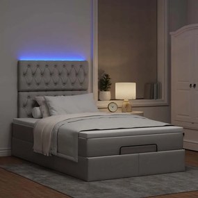 vidaXL Οθωμανικό κρεβάτι με στρώμα &amp; LEDs Taupe 120x190cm ύφασμα
