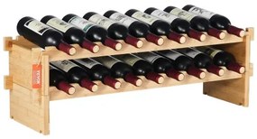 VEVOR 18 Bottle Stackable Modular Wine Rack Bamboo Wood Display Shelf 2-Tier