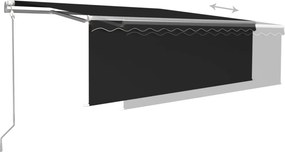 vidaXL Τέντα Αυτόματη με Σκίαστρο/LED/Αισθ. Ανέμου Ανθρακί 4 x 3 μ.