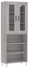 vidaXL Ντουλάπι Γκρι Sonoma 69,5 x 34 x 180 εκ. Επεξεργασμένο Ξύλο