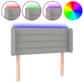 vidaXL Κεφαλάρι Κρεβατιού LED Ανοιχτό Γκρι 83x16x78/88 εκ. Υφασμάτινο