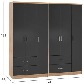 ΝΤΟΥΛΑΠΑ 6ΦΥΛΛΗ CAESAR HM21236.01 ΜΕΛΑΜΙΝΗ SONAMA &amp; ΣΚΟΥΡΟ ΓΚΡΙ 180x42,5Χ181Υεκ.