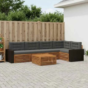 vidaXL Σειρά Καναπέ Εξωτερικού 6 pcs Φυσικό και Ανθρακί