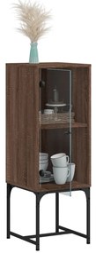 vidaXL Βοηθητικό Ντουλάπι Καφέ Δρυς 35x37x100 εκ. Γυάλινες Πόρτες
