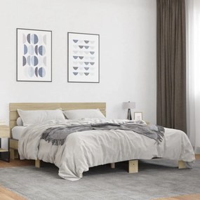 VidaXL Πλαίσιο Κρεβατιού Sonoma Δρυς 150x200 εκ. Επεξ. Ξύλο & Μέταλλο