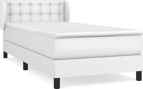 vidaXL Κρεβάτι Boxspring με Στρώμα Λευκό 90x190εκ. από Συνθετικό Δέρμα