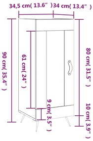 Ντουλάπι Λευκό 34,5 x 34 x 90 εκ. από Επεξεργασμένο Ξύλο - Λευκό