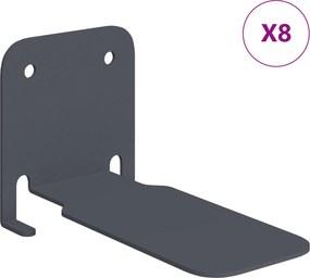 vidaXL Αόρατο Επικαθήμενο Ράφι Επιτοίχιο 8 τμχ. Ανθρακί