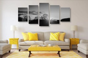Εικόνα 5 μερών ενός υπέροχου ηλιοβασιλέματος σε ασπρόμαυρο - 100x50