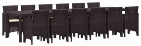 Σέτ φαγητού για κήπο 13 pcs Καφέ Rattan Polt