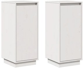 vidaXL Ντουλάπια 2 τεμ. Λευκά 31,5 x 34 x 75 εκ. από Μασίφ Ξύλο Πεύκου