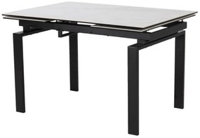 Τραπέζι Oakland 390, Λευκό μάρμαρο, Μαύρο, 76x85x120cm, 84 kg, Επιμήκυνση, Κεραμικός, Επεξεργασμένο γυαλί, Μέταλλο | Epipla1.gr