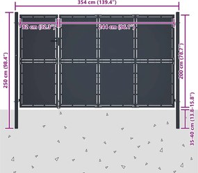 vidaXL Πόρτα Κήπου Ανθρακί 350x200 εκ. από Ατσάλι