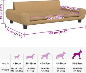 vidaXL Κρεβάτι Σκύλου Καφέ 100 x 54 x 33 εκ. Βελούδινο