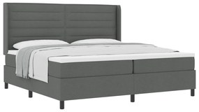 vidaXL Κρεβάτι Box Spring με Στρώμα Σκούρο Γκρι 200x200 εκ. Υφασμάτινο