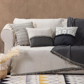 Ριχτάρι Nature Ecru-Black Nef-Nef Διθέσιο 170x250cm Βαμβάκι-Ακρυλικό