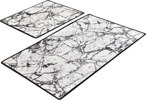 Bathmat Set (2 Pieces) Marble - White Multicolor