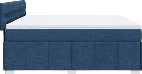 vidaXL Κρεβάτι Boxspring με Στρώμα Μπλε 200x200 εκ. Υφασμάτινο