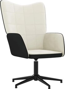 vidaXL Πολυθρόνα Relax Λευκό Κρεμ από Βελούδο και PVC με Σκαμπό