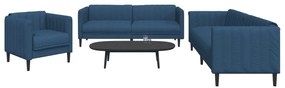 vidaXL Σετ Σαλονιού 3 Τεμαχίων Μπλε Υφασμάτινο