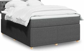 vidaXL Κρεβάτι Boxspring με Στρώμα Σκούρο Γκρι 140x200 εκ Υφασμάτινο