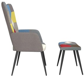 vidaXL Πολυθρόνα Relax Σχέδιο Patchwork Υφασμάτινη με Σκαμπό