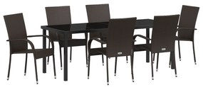 vidaXL 7 Τεμαχίων Σετ Εξωτερικής Τραπεζαρίας σε Καφέ Πολυρατάν