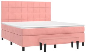 vidaXL Κρεβάτι Boxspring με Στρώμα Ροζ 160x200 εκ. Βελούδινο