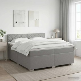 vidaXL Κρεβάτι box spring με στρώμα Ανοιχτό γκρι 200 x 200 cm Ύφασμα