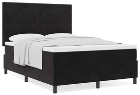 vidaXL Κρεβάτι με ελατήρια με στρώμα Μαύρο 140 x 190 cm Βελούδο