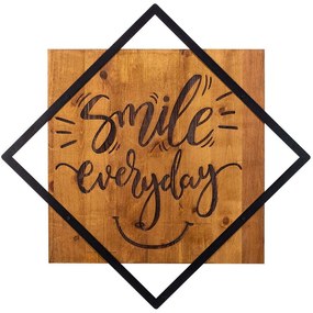 Διακοσμητικό Τοίχου Smile Everday 899SKL2115 54x54cm Walnut-Black Wallity Μέταλλο,Ξύλο
